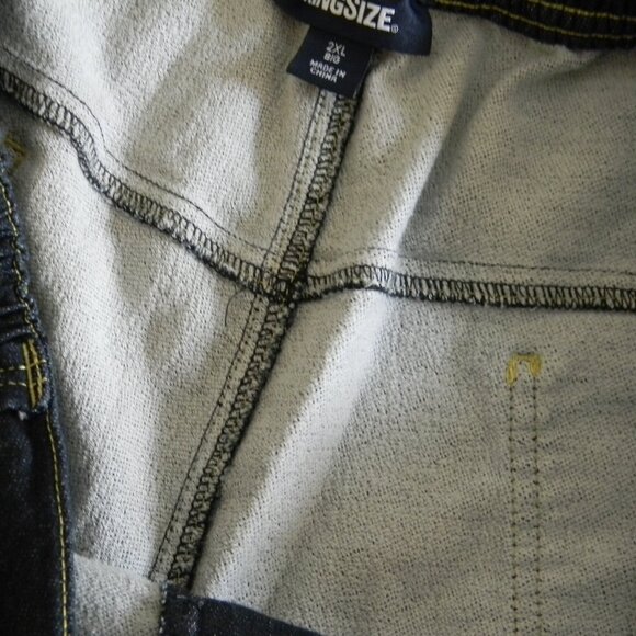 King Size Sweatpant Jeans 2XL Big Dark Wash Pull On Pockets Drawstring EUC - Picture 7 of 7